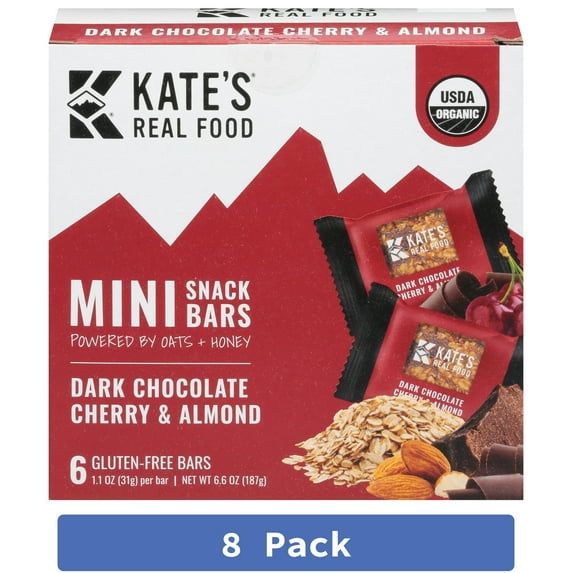 Kates Real Food Almond Cherry Dark Chocolate Mini Bar 6.6 oz (Pack of 8)
