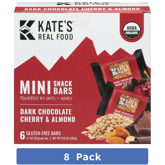 Kates Real Food Almond Cherry Dark Chocolate Mini Bar 6.6 oz (Pack of 8)