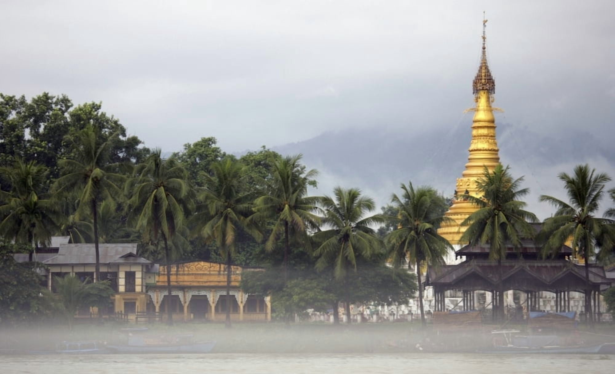 Katha Pagoda On Ayeyarwady River Canvas Art - Chris Caldicott Design Pics (18 x 11)