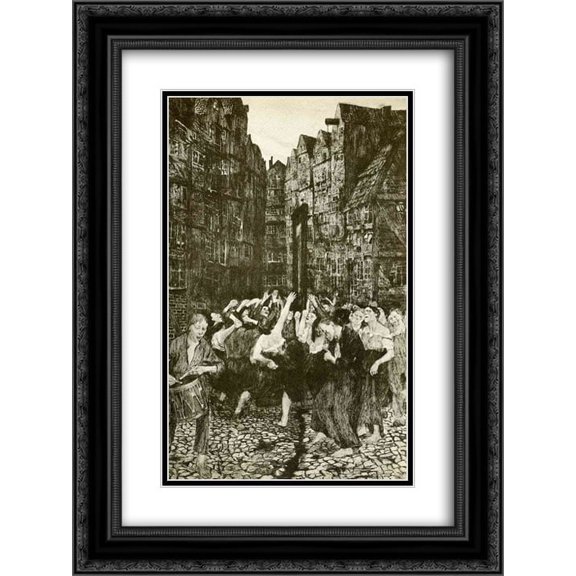 Kathe Kollwitz 2x Matted 18x24 Black Ornate Framed Art Print 'The Carmagnole (Dance Around the Guillotine) '