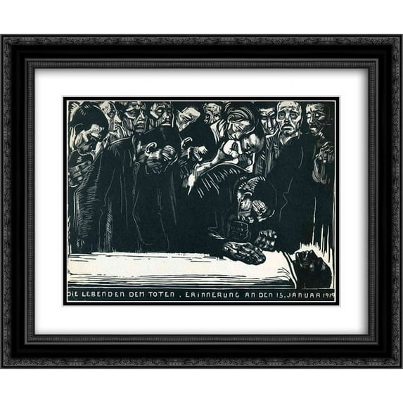 Kathe Kollwitz 2x Matted 24x20 Black Ornate Framed Art Print 'Memorial for Karl Liebknecht'