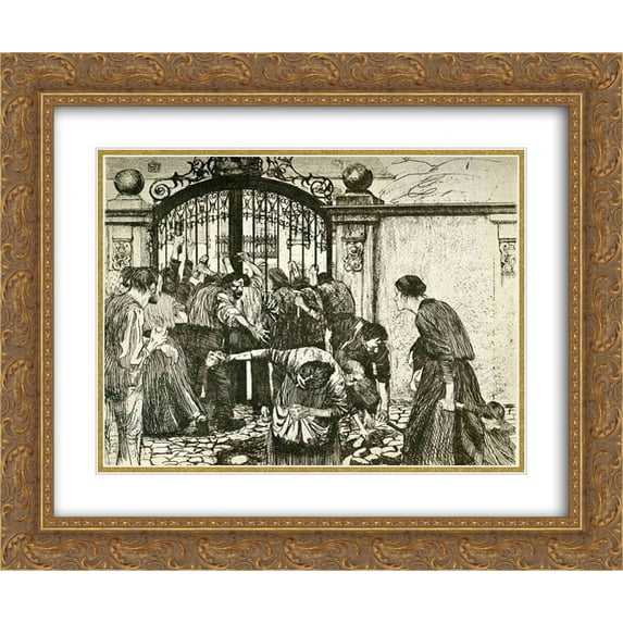 Kathe Kollwitz 2x Matted 24x20 Gold Ornate Framed Art Print 'Revolt (By the Gates of a Park)'