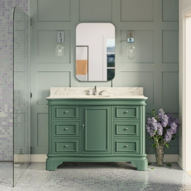 Katherine 48" Bathroom Vanity with Sage Green Cabinet and Carrara Marble Top