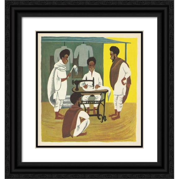 Katherine Evans 12x13 Black Ornate Wood Framed Double Matted Museum Art Print Titled: Nemo Meets the Emperor Pl10 (1957)