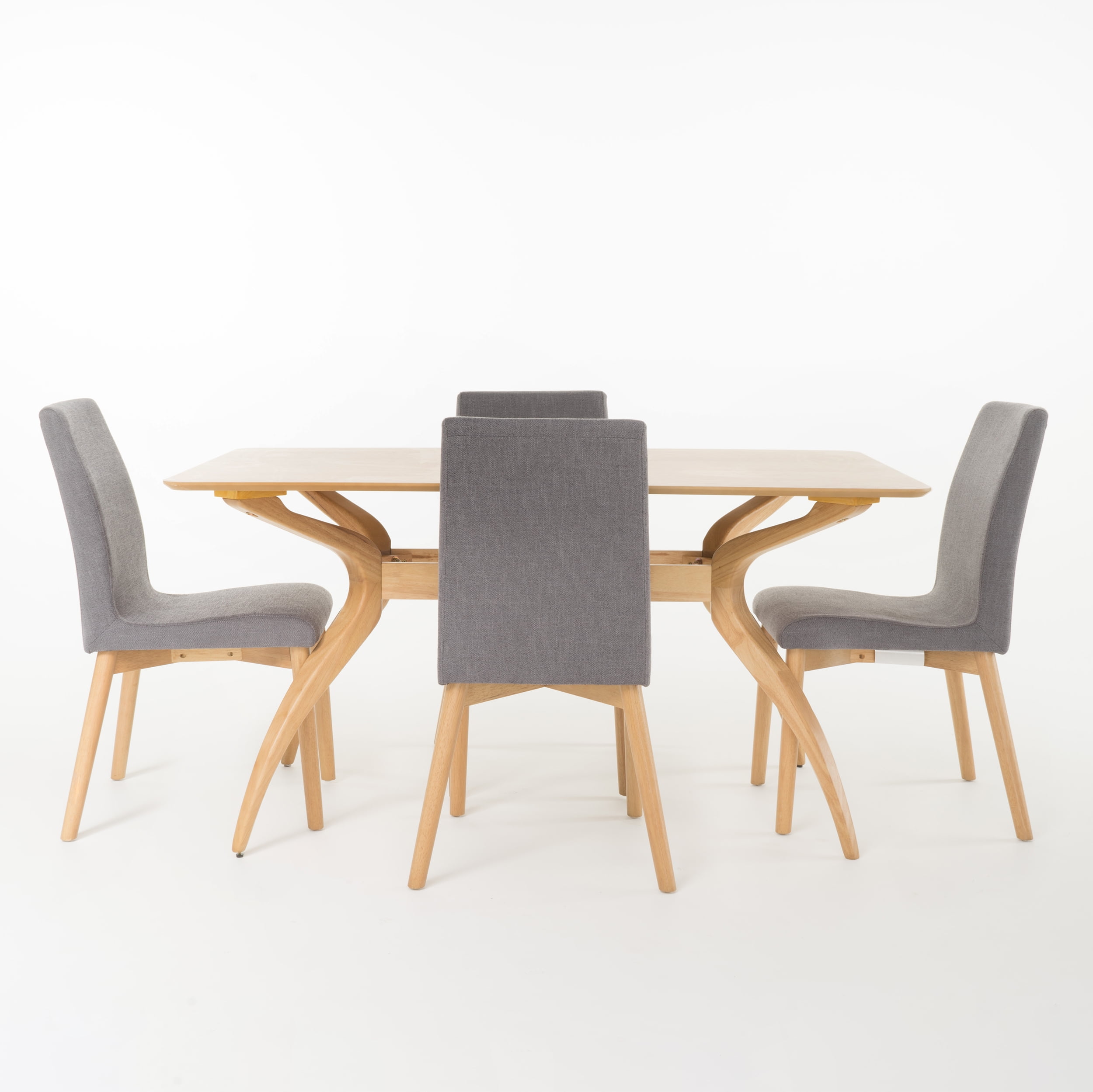 Katherine Mid-Century Oak and Dark Grey 5-Piece Dining Set