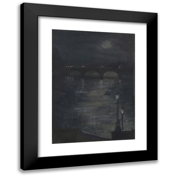 Katherine Sophie Dreier 14x18 Black Modern Framed Museum Art Print Titled - Moonlight on the Thames, London