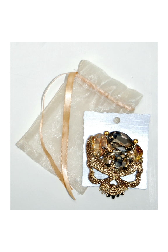 Rhinestone Skull Brooch