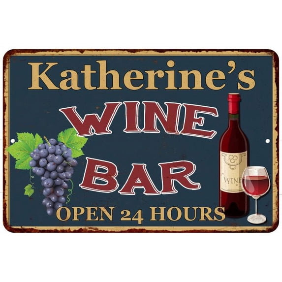 Katherine's Green Wine Bar Wall Décor Kitchen Gift 12x18 Metal 112180043953