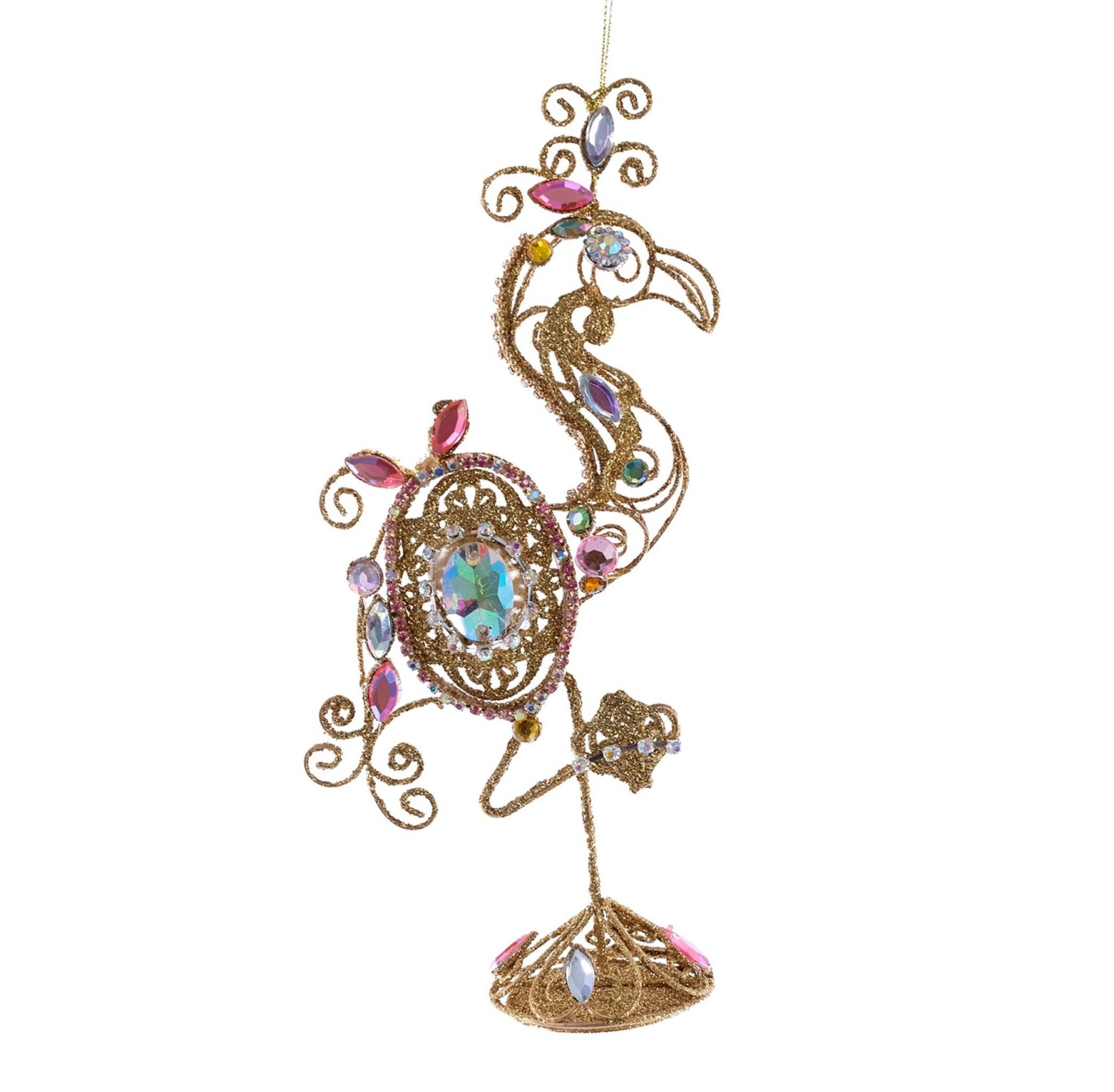 Katherines Collection Jeweled Golden Flamingo Tier Tray Tabletop