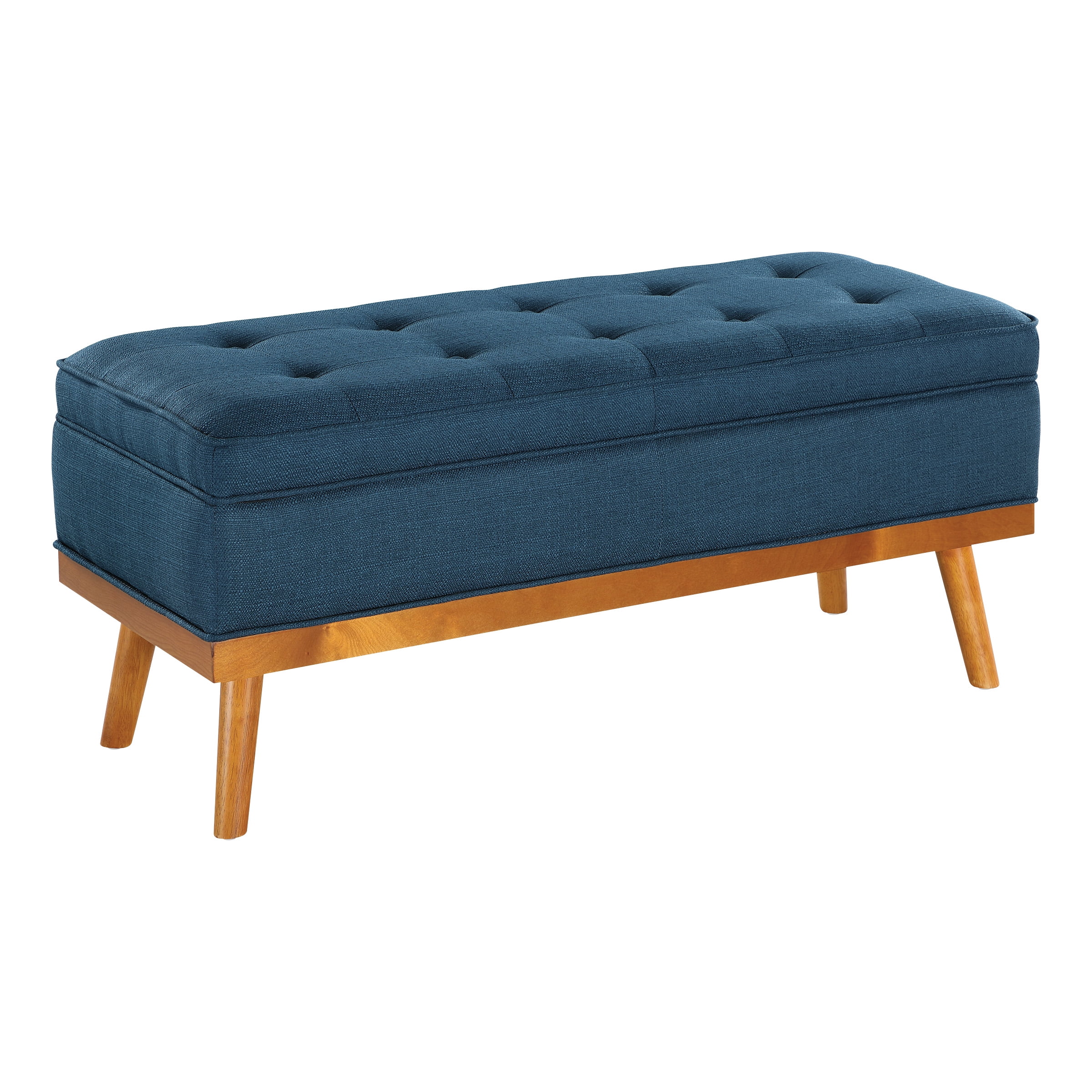 Katheryn Storage Bench in Azure Fabric with Spice Finish Legs - Walmart.com