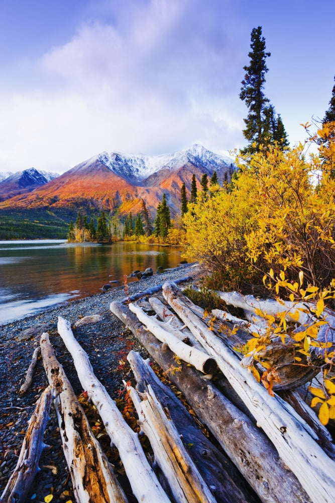 Kathleen Lake And Mountains Kluane National Park And Reserve Of Canada Yukon Canvas Art - Yves Marcoux Design Pics (22 x 34)