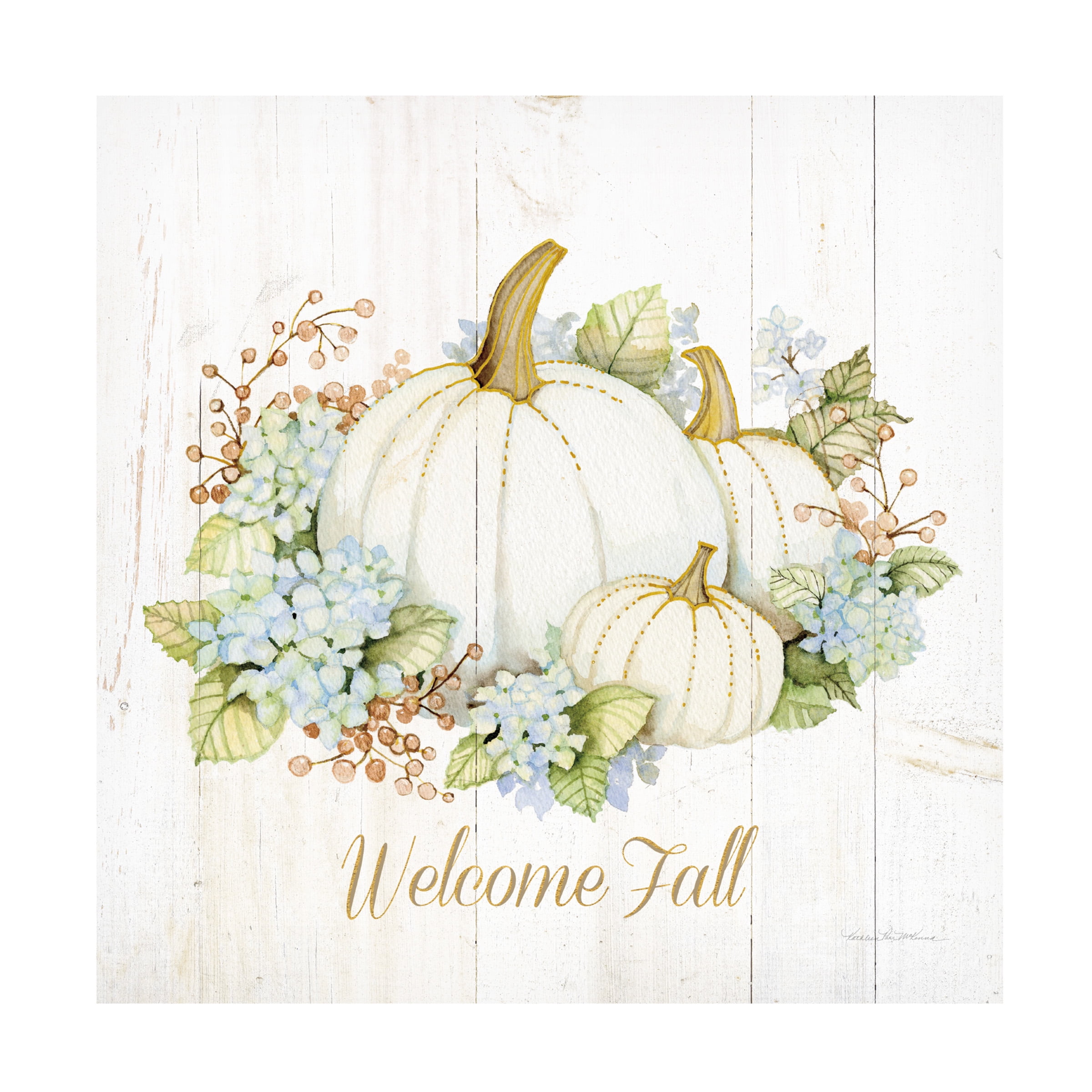 Kathleen Parr McKenna 'Autumn Elegance I Gold Welcome Fall' Canvas Art