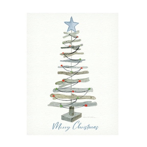 Kathleen Parr McKenna 'Coastal Holiday Tree III Red Merry Christmas' Canvas Art