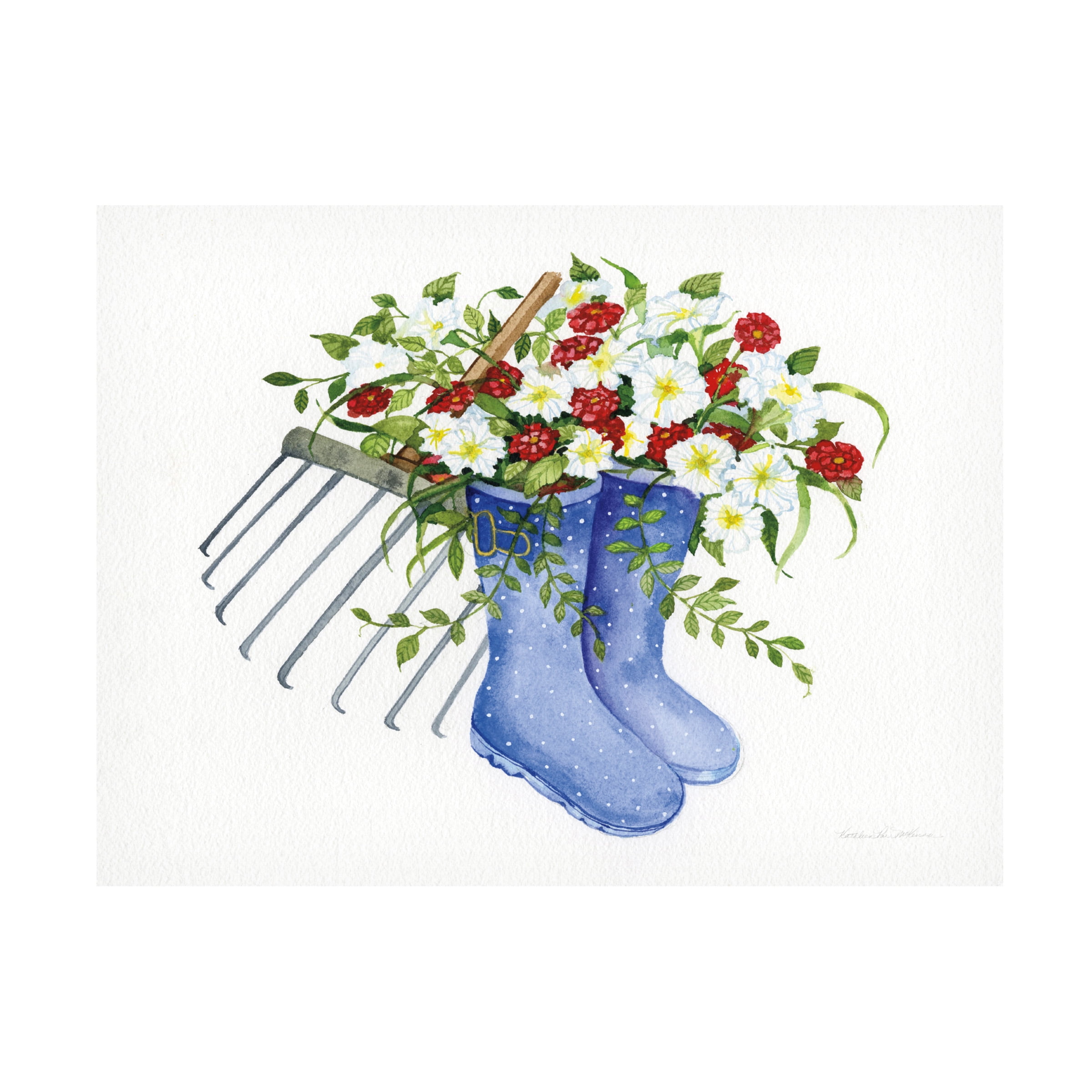 Kathleen Parr McKenna Still Life Boots with Flowers Canvas Art