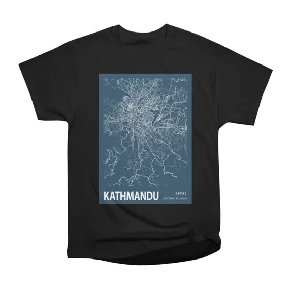 Kathmandu Blueprint City Map T-Shirt Tee Gift For Him Merch For Her Apparel For Friend