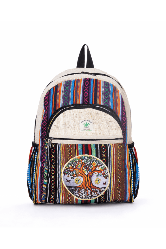 Handmade Cotton and Hemp Tree of Life Backpack