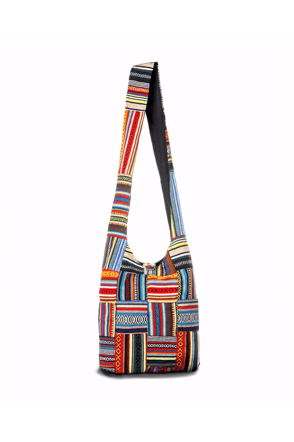 Patchwork Striped Hobo Bag