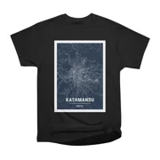 Kathmandu Nepal Blue Dark City Map T-Shirt Tee Gift For Him Merch For Her Apparel For Frie