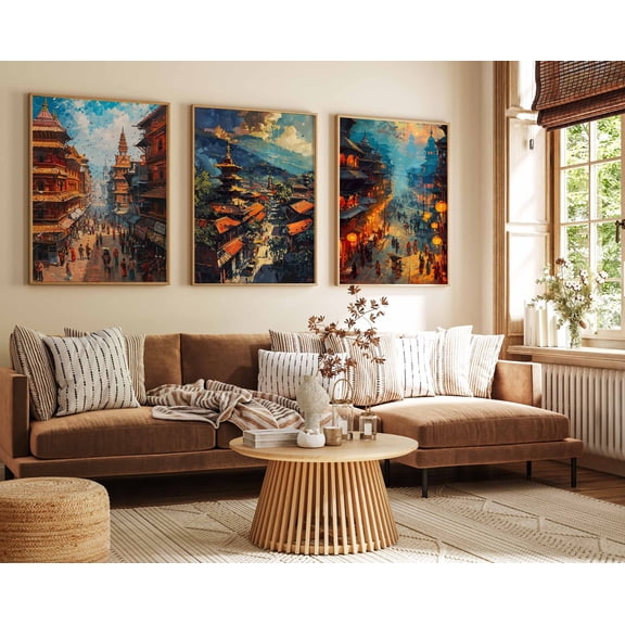 Kathmandu Poster Set Nepal Travel Prints Nepal Travel Art Nepalese Decor Asian Travel Art Kathmandu Gift Nepali Art Set 3