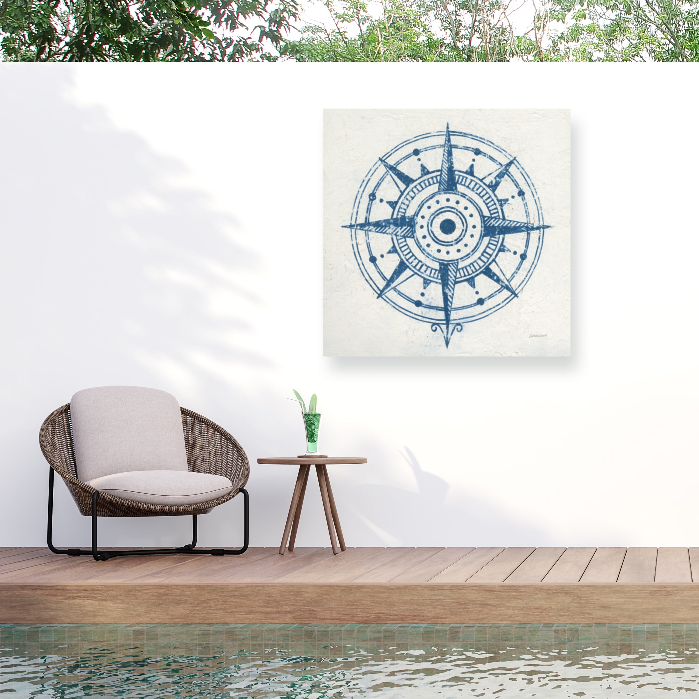 Kathrine Lovell 'BBB Sales Only- Indigo Gild Compass Rose I' Outdoor Canvas