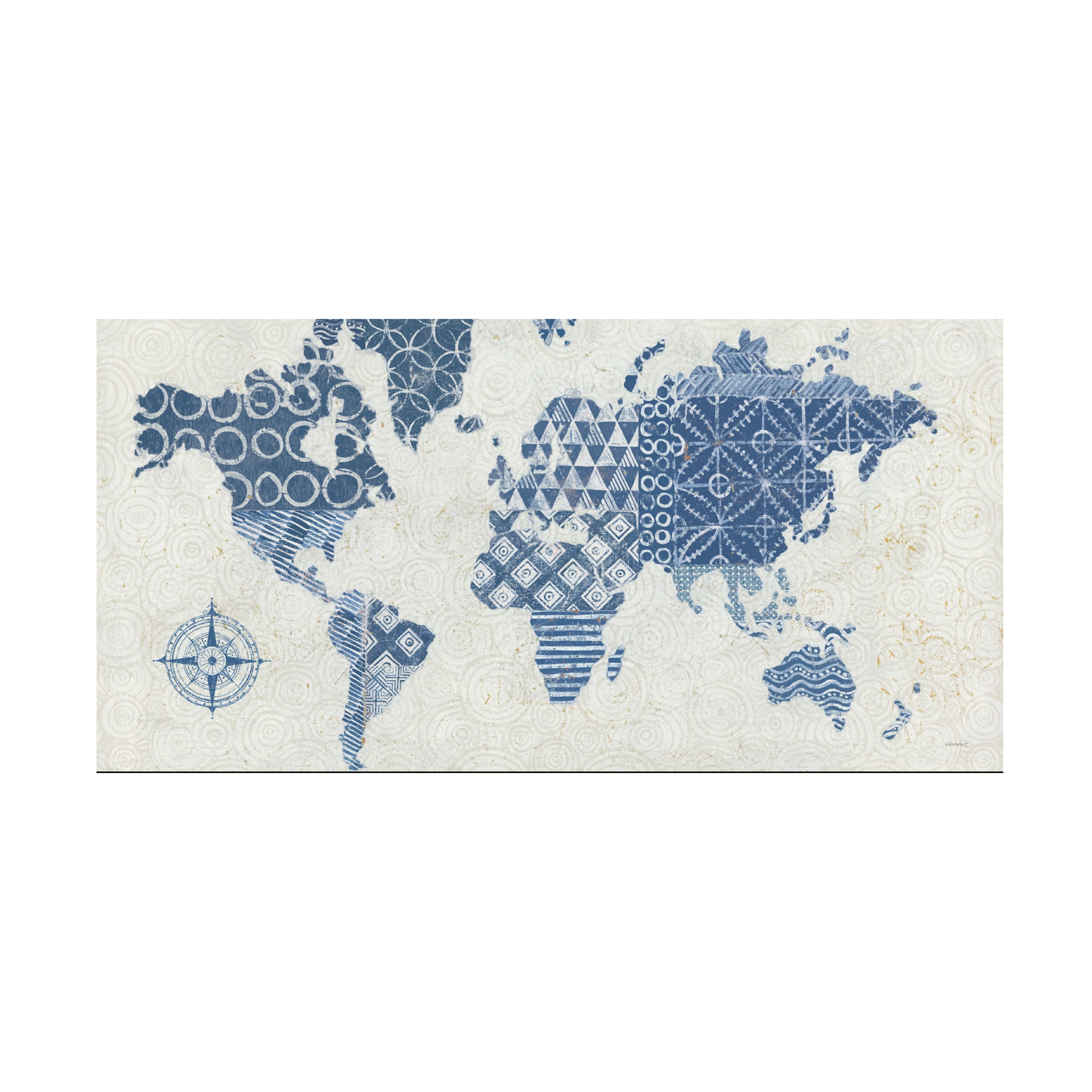 Kathrine Lovell 'Indigo Gild Map Maki - No Border' Canvas Art - Walmart.com