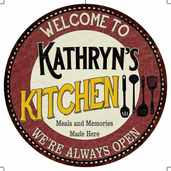 Kathryn's Kitchen 14" Round Metal Sign Bar Game Room Wall Decor 100140040084