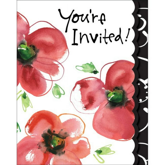 Kathy Davis Mod Poppies Invitations 8 Per Pack