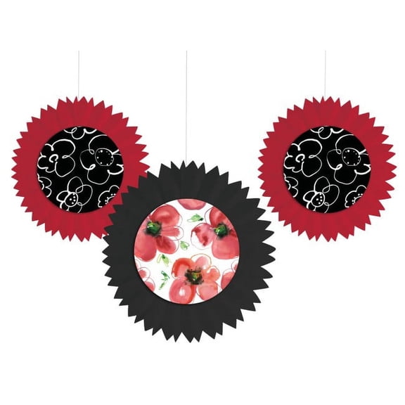 Kathy Davis Mod Poppies Tissue Fans 3 Per Pack