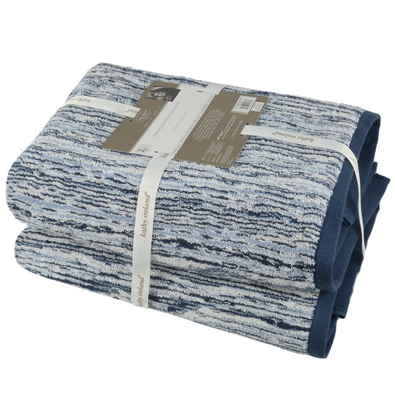 Kathy Ireland® 100% Cotton Bath Towels Set, 2 Piece Bathroom Towels, Ultra Soft, Highly Absorbent Large Bath Towel, 600 GSM (Americana Blue)