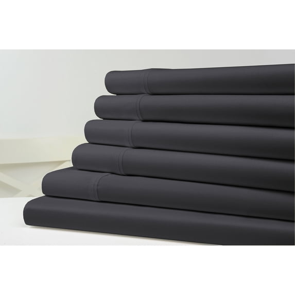Kathy Ireland 1200 Thread Count 6 Piece Cotton Rich Sheet Set - 6 Colors - Charcoal - Full