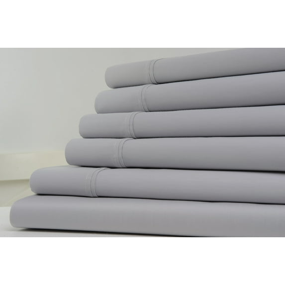 Kathy Ireland 1200 Thread Count 6 Piece Cotton Rich Sheet Set - 6 Colors - Gray - Full