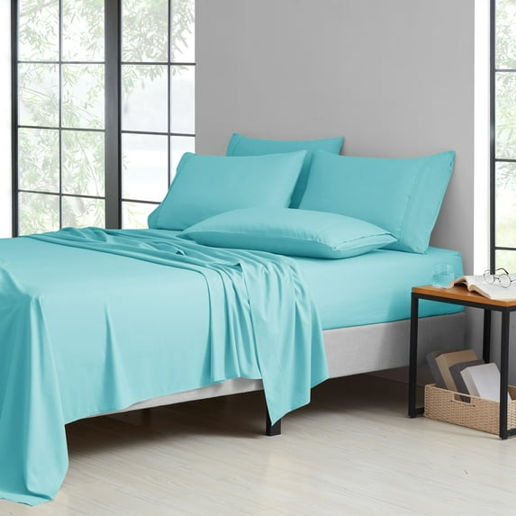 Kathy Ireland 2000 Thread Count Cotton 6 Pc Sheet Set - 5 Colors - Aqua - King