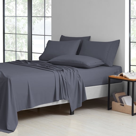 Kathy Ireland 2000 Thread Count Cotton 6 Pc Sheet Set - 5 Colors - Charcoal Grey - King