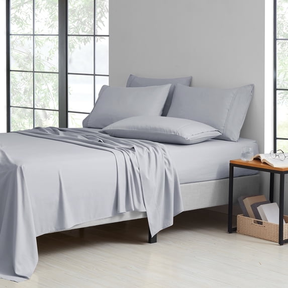 Kathy Ireland 2000 Thread Count Cotton 6 Pc Sheet Set - 5 Colors - Silver Grey - Queen
