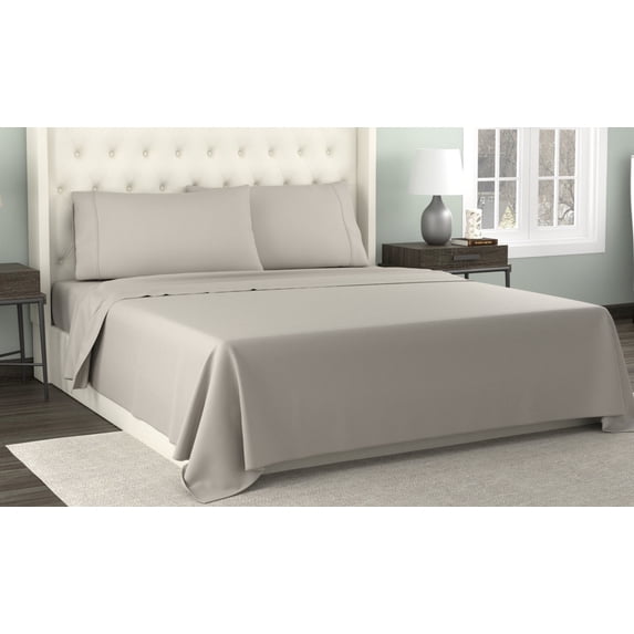 Kathy Ireland 300 Thread Count Organic Cotton Percale Sheet Set - 4 Colors - Linen - Queen