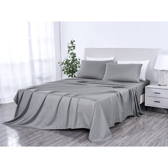 Kathy Ireland 500 Thread Count Damask Stripe Sheet Set with Optifit