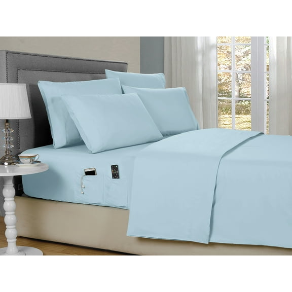 Kathy Ireland 6-Piece Smart Sheet Sets w/ Side Pocket - 8 Colors - Aqua - Twin