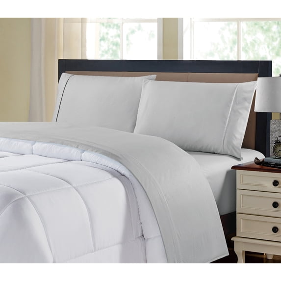 Kathy Ireland Chevron Embossed Microfiber 4 Piece Sheet Set - 6 Colors - Silver - Queen