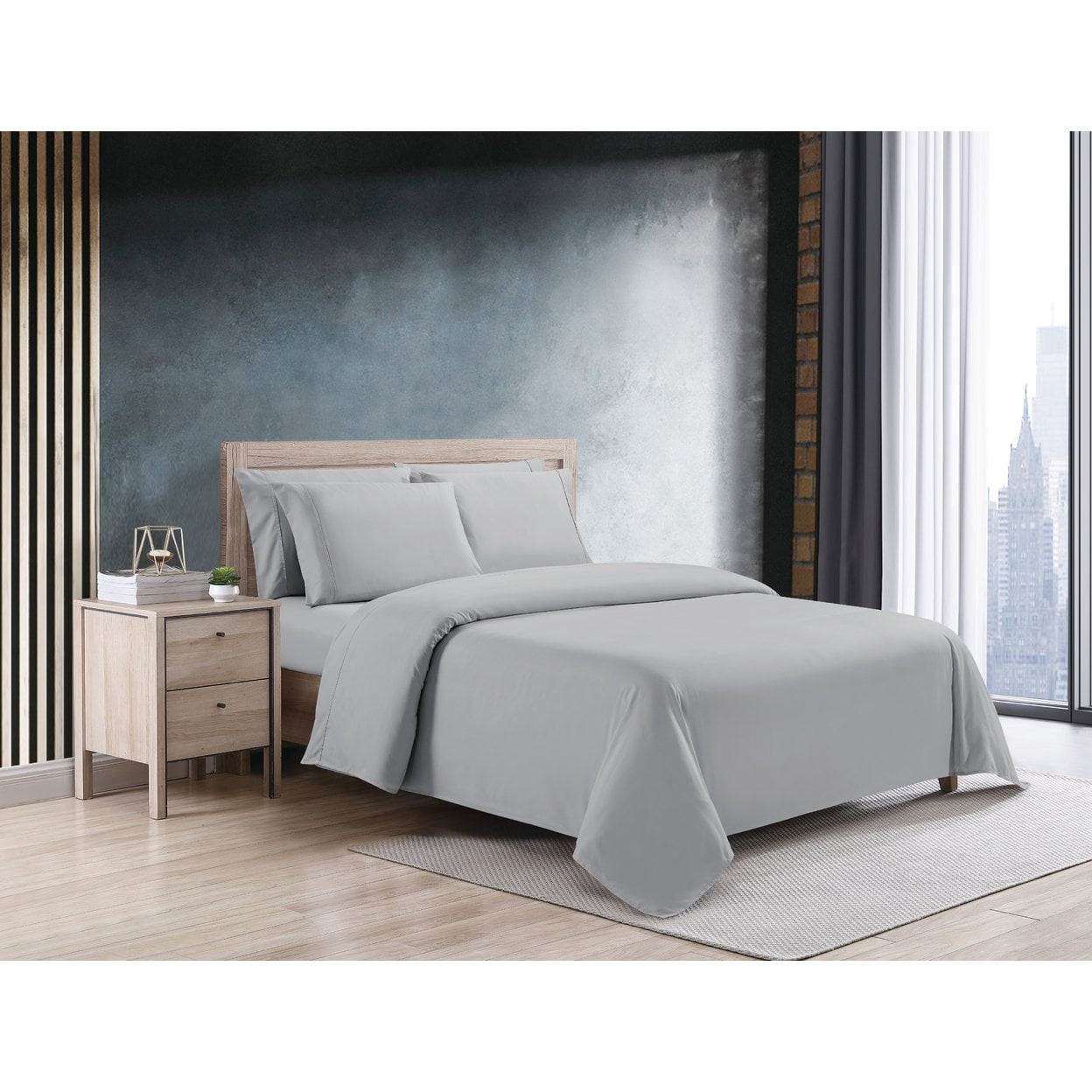 Light Grey Ultra Soft Microfiber King Sheet Set with CoolMax