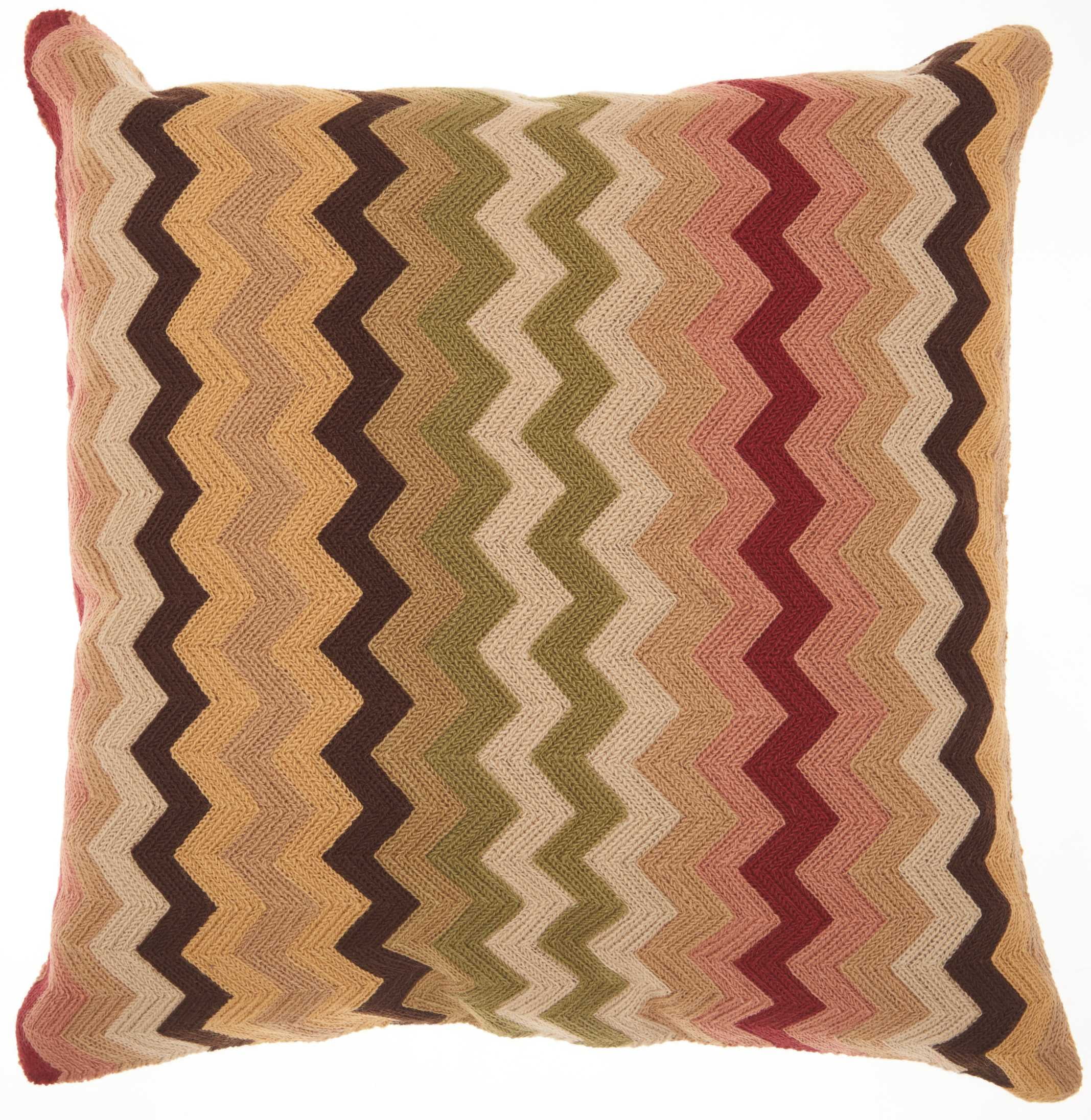 Kathy Ireland Flamestitch Multicolor Decorative Throw Pillow, 18" x 18
