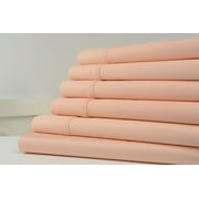 Kathy Ireland Home 1200 Thread Count Cotton Rich Bed Sheets 6 Piece Set - 6 Colors - Cal King / Salmon