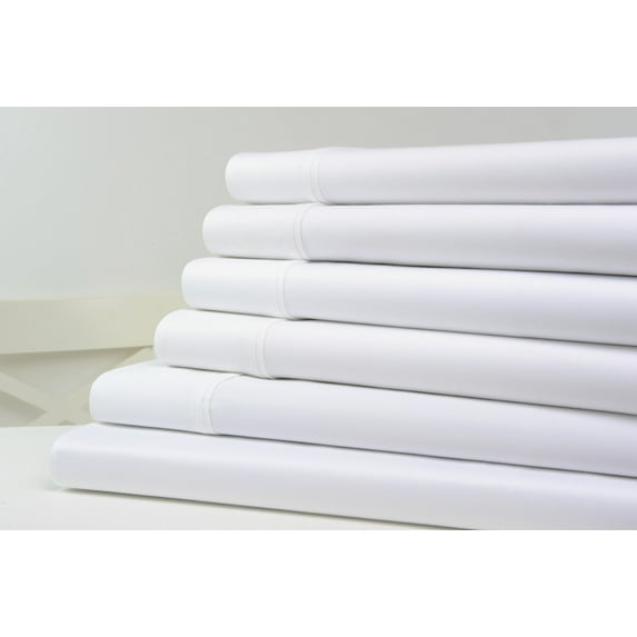 Kathy Ireland Home 1200 Thread Count Cotton Rich Bed Sheets 6 Piece Set - 6 Colors - Cal King / White