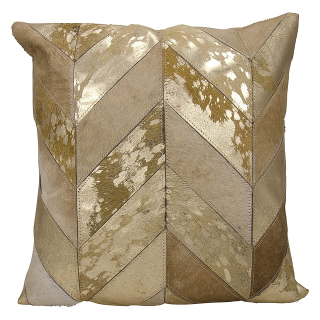 Kathy Ireland Pillow Beige Gold Metallic Chevron Pillow