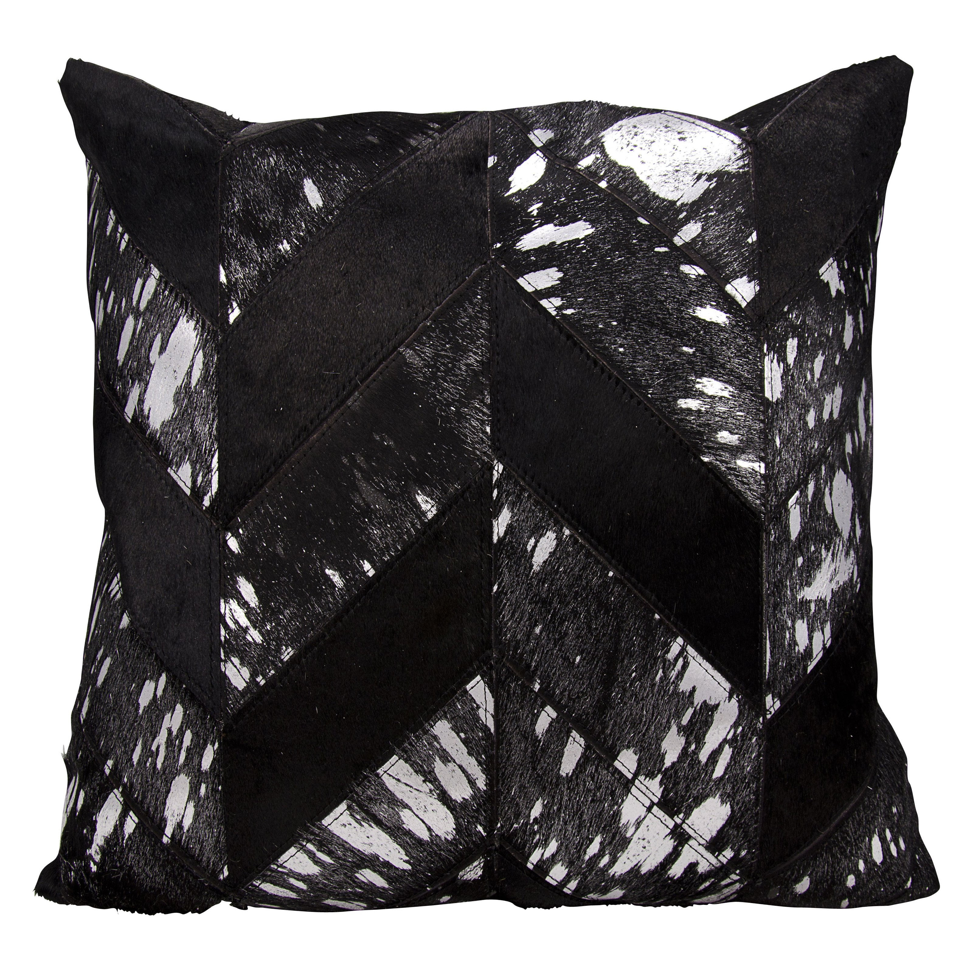Kathy Ireland Pillow Black Silver Metallic Chevron Pillow