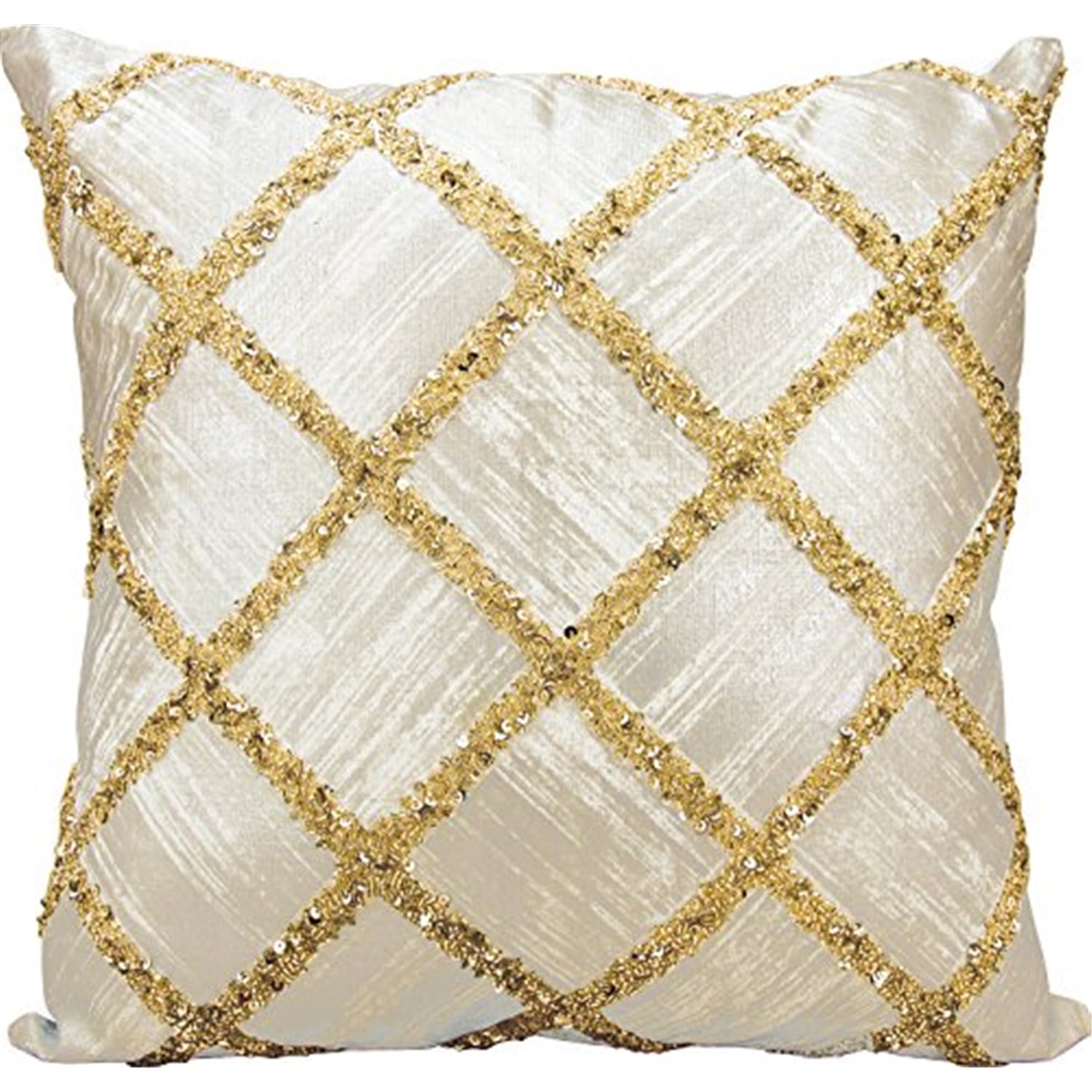 Kathy Ireland Pillow Gold Beaded Diamonds Pillow