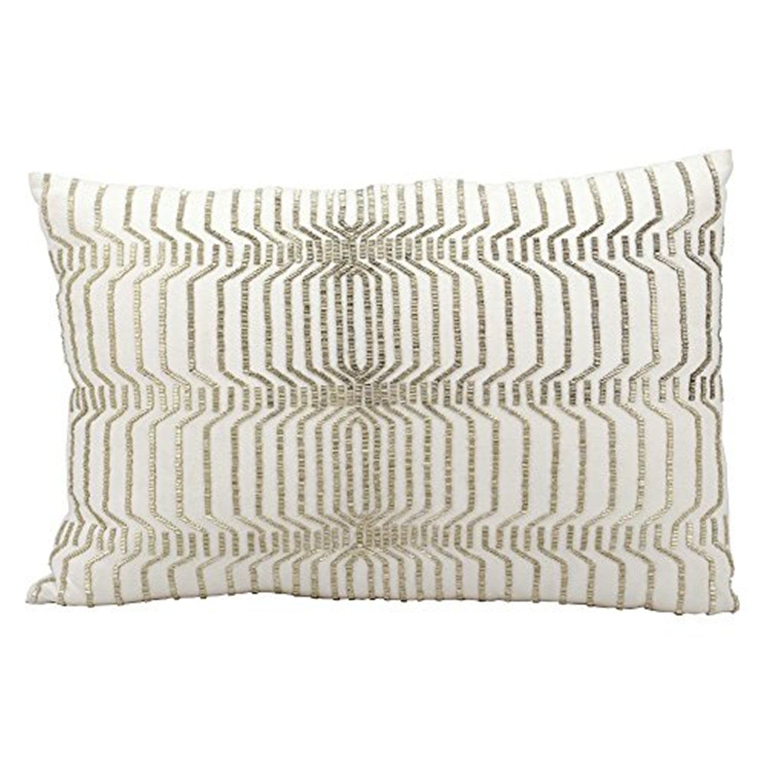 Kathy Ireland Pillow Ivory Light Gold Beading Pillow