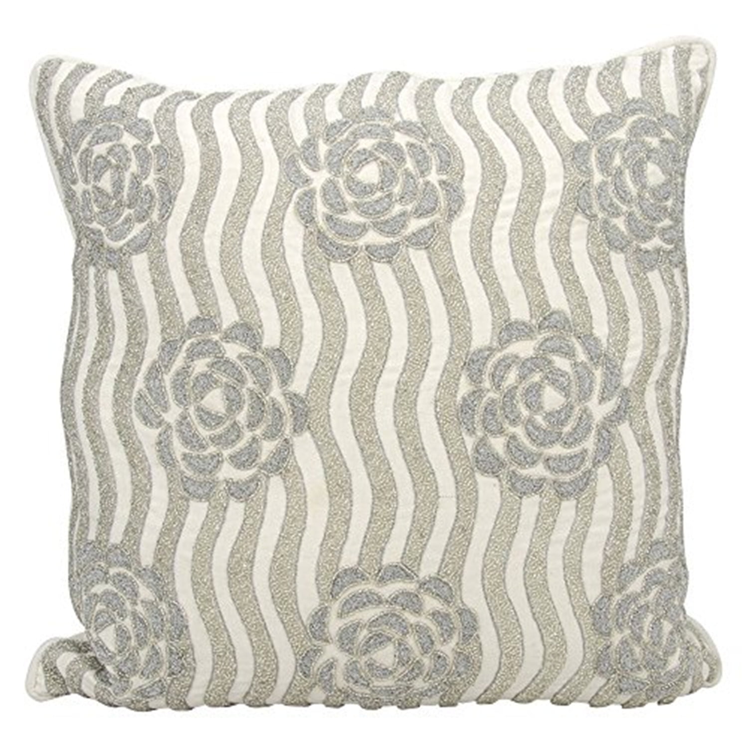Kathy Ireland Pillow Silver Rose Garden Pillow