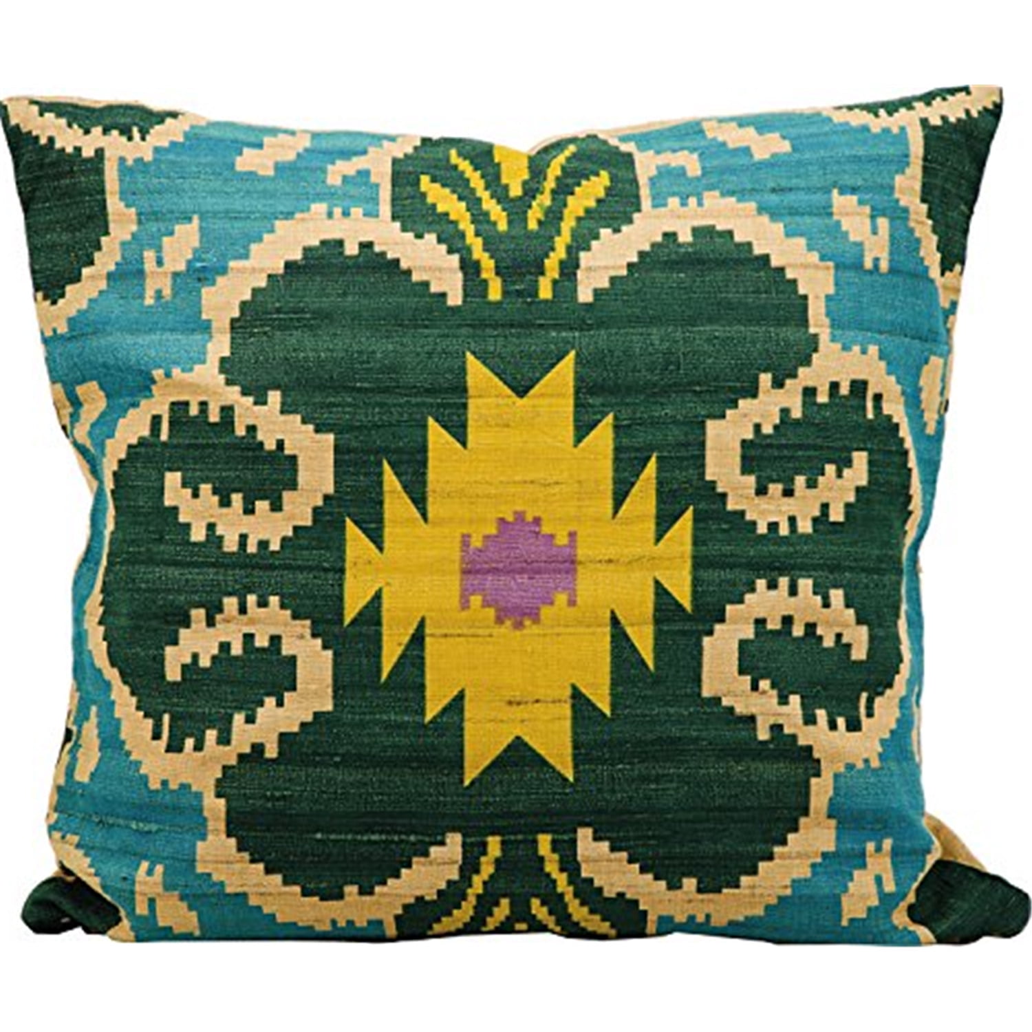 Kathy Ireland Pillow Turquoise Clover Ikat Pillow
