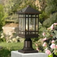 thumbnail image 1 of Kathy Ireland Sierra Craftsman Rustic Farmhouse Outdoor Post Light Rubbed Bronze 14" Seedy Glass for Exterior Barn Deck House Porch Yard Patio Home, 1 of 5