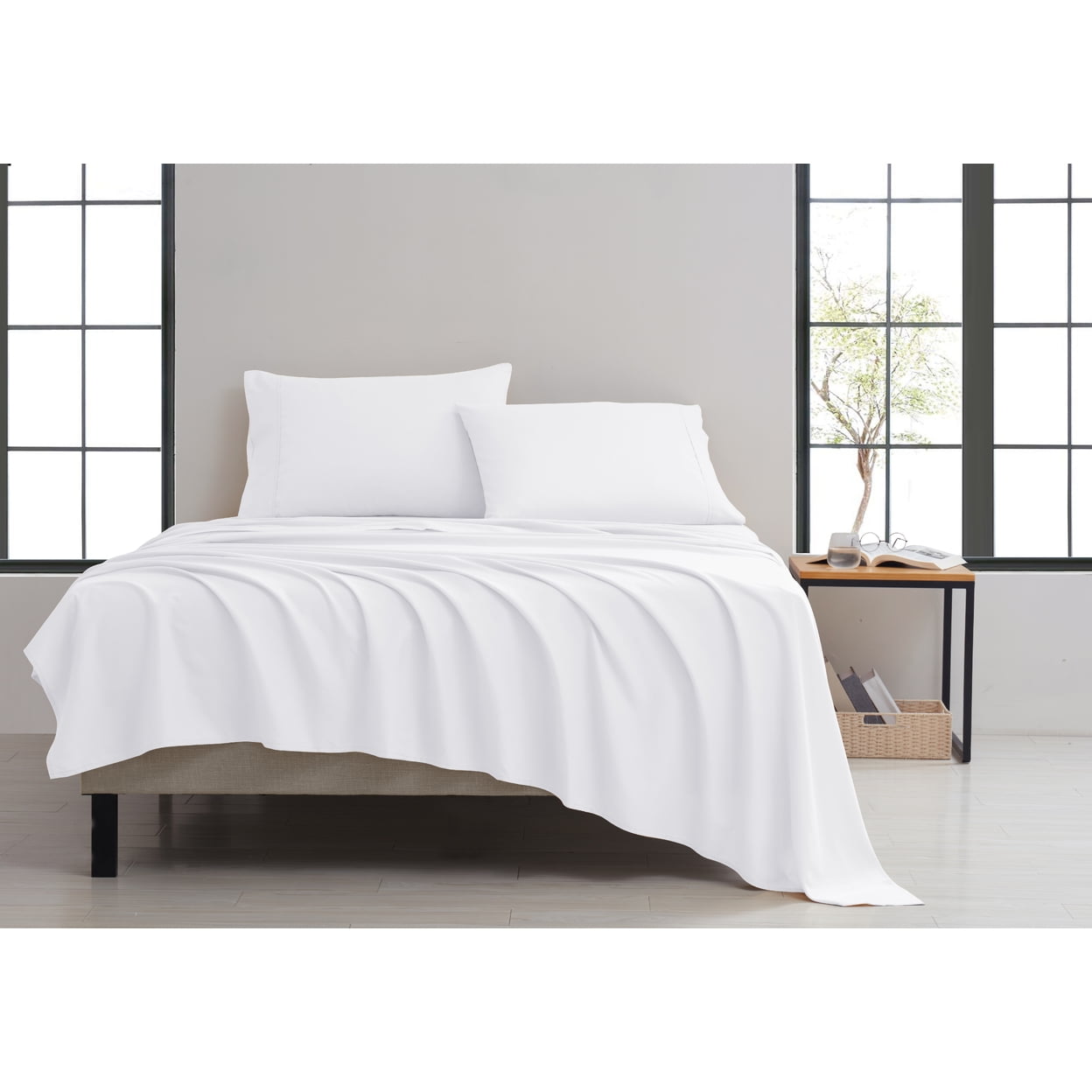 White Full 4-Piece Brushed Microfiber Sheet Set